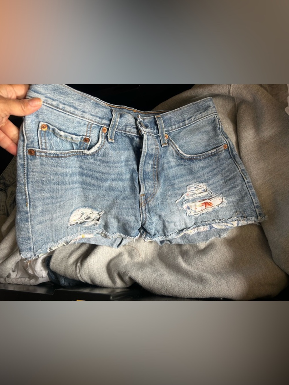 Levi's Light Blue Distressed Denim Cutoff Shorts